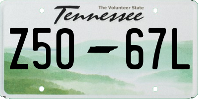 TN license plate Z5067L