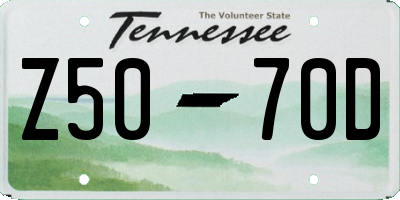 TN license plate Z5070D