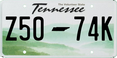 TN license plate Z5074K