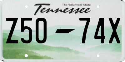 TN license plate Z5074X