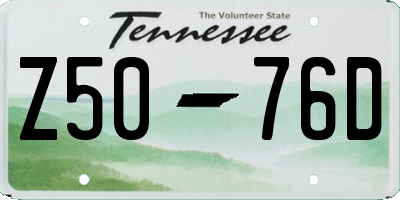 TN license plate Z5076D