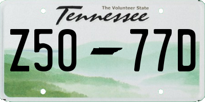TN license plate Z5077D