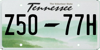 TN license plate Z5077H