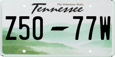 TN license plate Z5077W