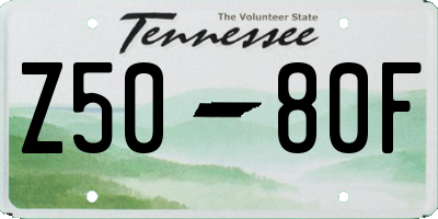 TN license plate Z5080F