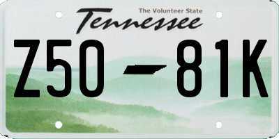 TN license plate Z5081K