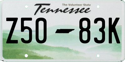 TN license plate Z5083K