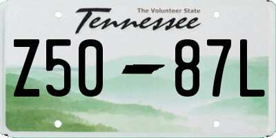 TN license plate Z5087L