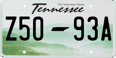 TN license plate Z5093A