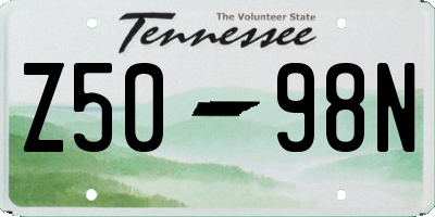 TN license plate Z5098N