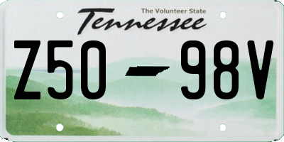 TN license plate Z5098V