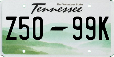 TN license plate Z5099K