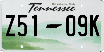 TN license plate Z5109K