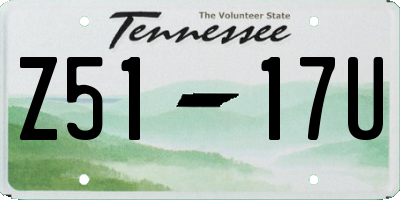 TN license plate Z5117U