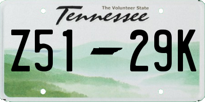TN license plate Z5129K