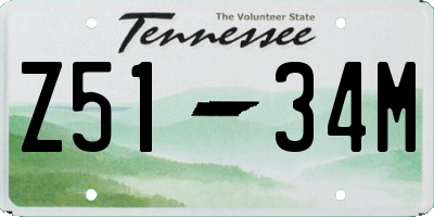 TN license plate Z5134M