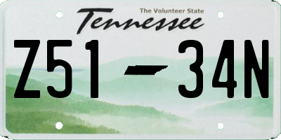 TN license plate Z5134N