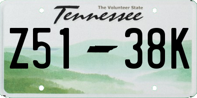 TN license plate Z5138K