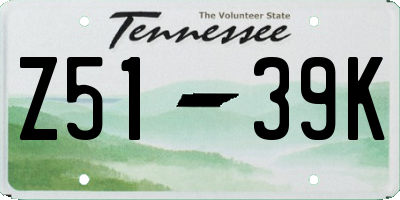 TN license plate Z5139K