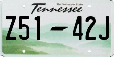 TN license plate Z5142J