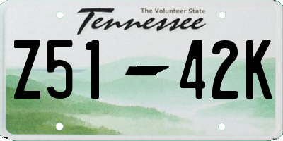 TN license plate Z5142K