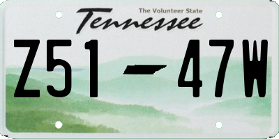 TN license plate Z5147W