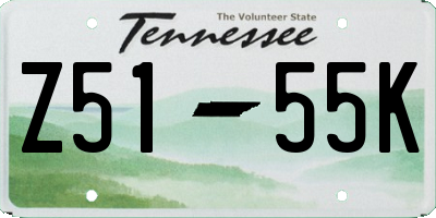 TN license plate Z5155K