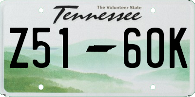 TN license plate Z5160K