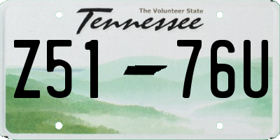 TN license plate Z5176U