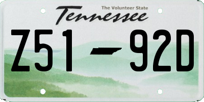TN license plate Z5192D