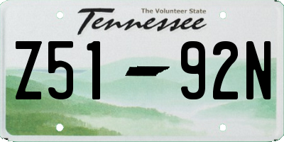 TN license plate Z5192N