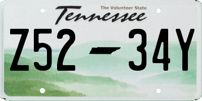 TN license plate Z5234Y