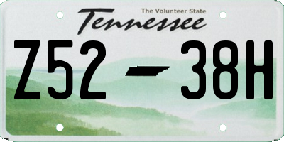 TN license plate Z5238H