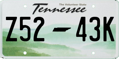 TN license plate Z5243K