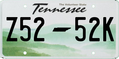TN license plate Z5252K