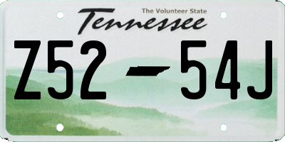 TN license plate Z5254J