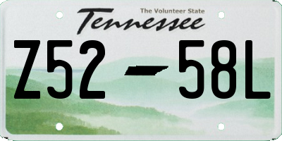 TN license plate Z5258L