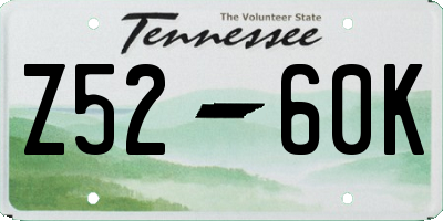 TN license plate Z5260K