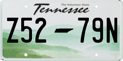 TN license plate Z5279N