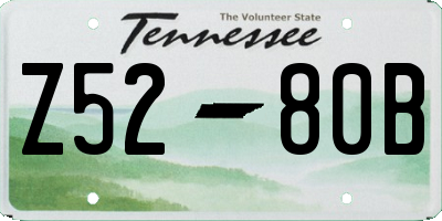 TN license plate Z5280B