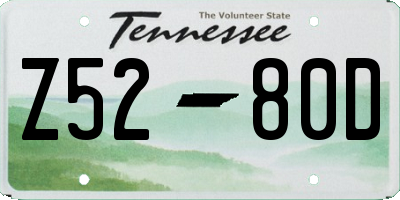 TN license plate Z5280D