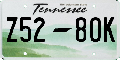 TN license plate Z5280K