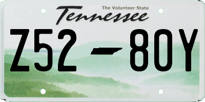 TN license plate Z5280Y