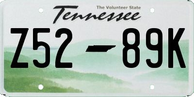 TN license plate Z5289K