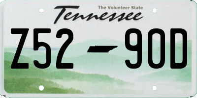 TN license plate Z5290D