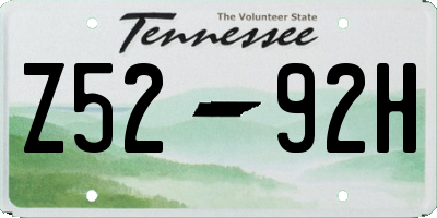 TN license plate Z5292H