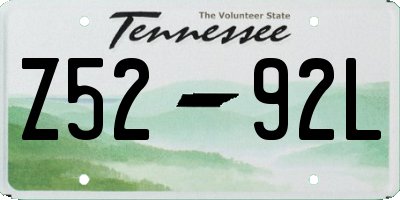 TN license plate Z5292L