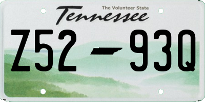 TN license plate Z5293Q