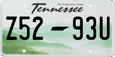 TN license plate Z5293U