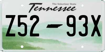 TN license plate Z5293X